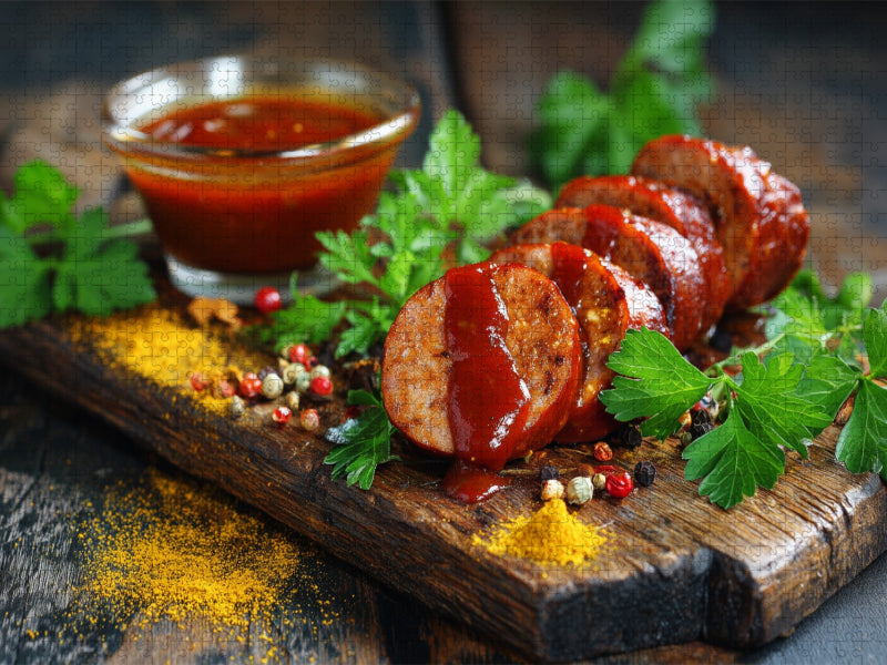 Currywurst mit Sauce und Gewürzen - CALVENDO Foto-Puzzle'