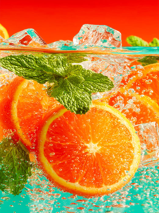Orangen Cocktail mit Eiswürfeln und Minze - CALVENDO Foto-Puzzle'