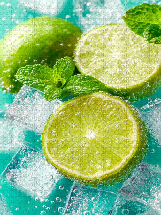 Frische Limetten mit Eiswürfeln - CALVENDO Foto-Puzzle'