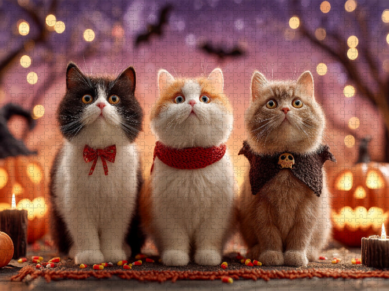 Halloween Katzen mit Kürbis und Deko - CALVENDO Foto-Puzzle'