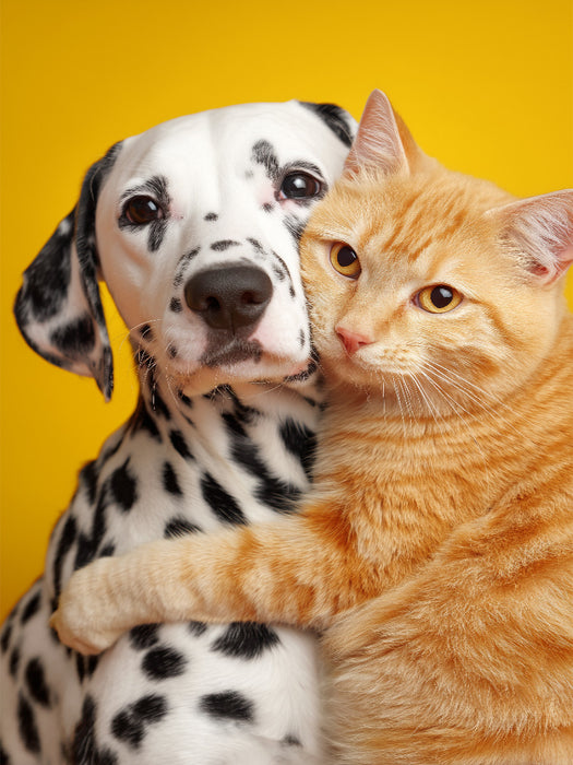 Dalmatiner und roter Kater – Tierfreundschaft Hund und Katze - CALVENDO Foto-Puzzle'