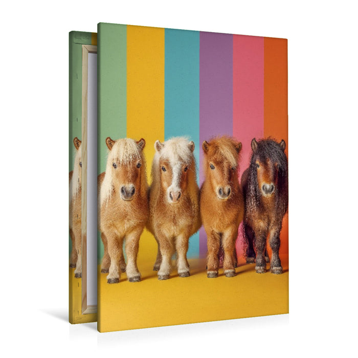 Premium Textil-Leinwand Bunte Zwergpony Bilder mit Regenbogenfarben