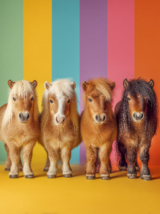 Bunte Zwergpony Bilder mit Regenbogenfarben - CALVENDO Foto-Puzzle'