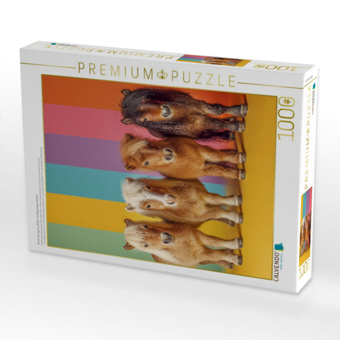 Bunte Zwergpony Bilder mit Regenbogenfarben - CALVENDO Foto-Puzzle'