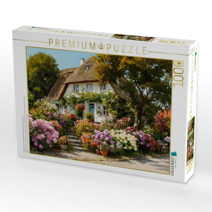 Reetdachhaus auf Sylt mit blühendem Garten in Keitum - CALVENDO Foto-Puzzle'