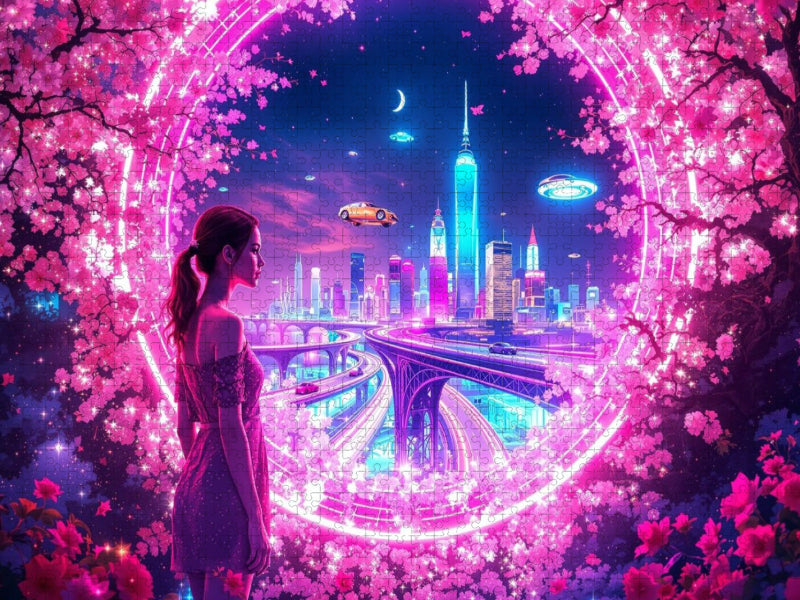 Neonblüten der Zeit - CALVENDO Foto-Puzzle'