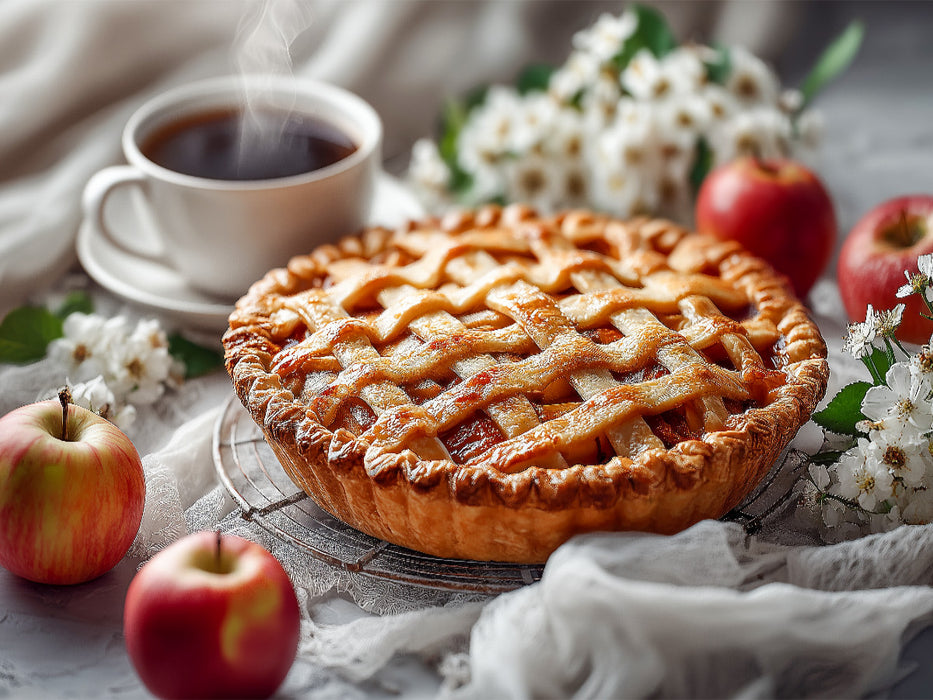 Apfelkuchen Bild mit Gitterteig und Kaffeetasse - CALVENDO Foto-Puzzle'