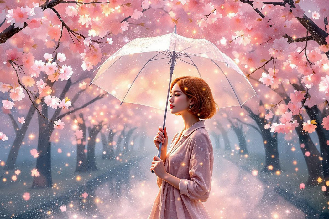 Premium Textil-Leinwand Im Regen spazieren gehen