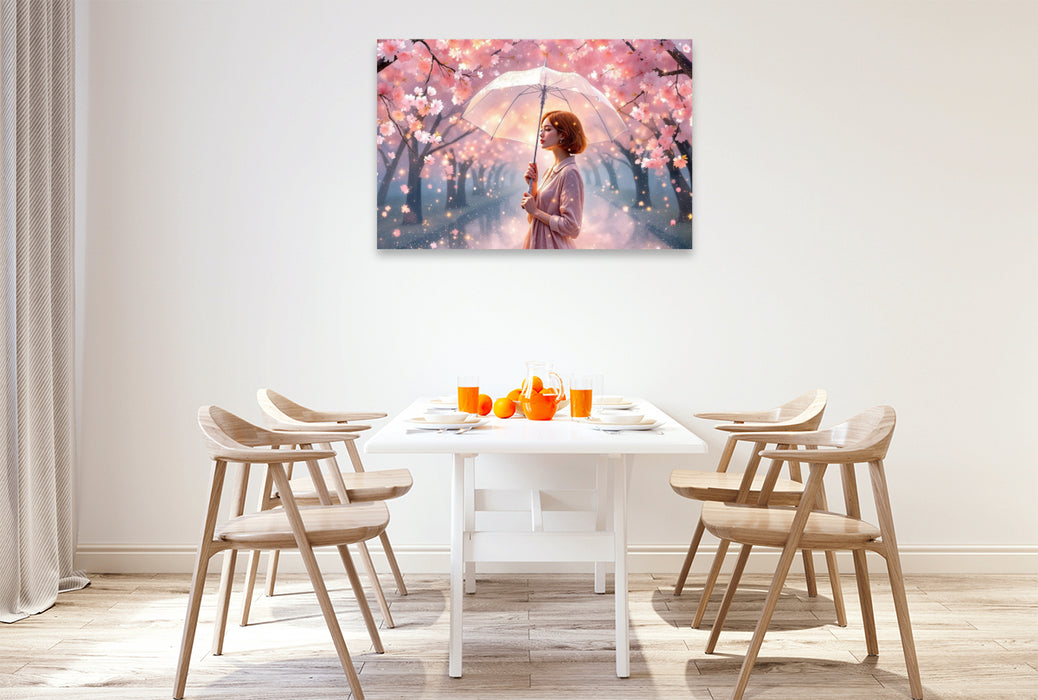 Premium Textil-Leinwand Im Regen spazieren gehen