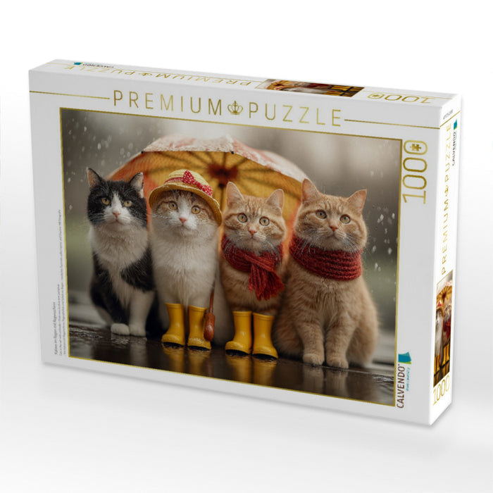 Katzen im Regen mit Regenschirm - CALVENDO Foto-Puzzle'