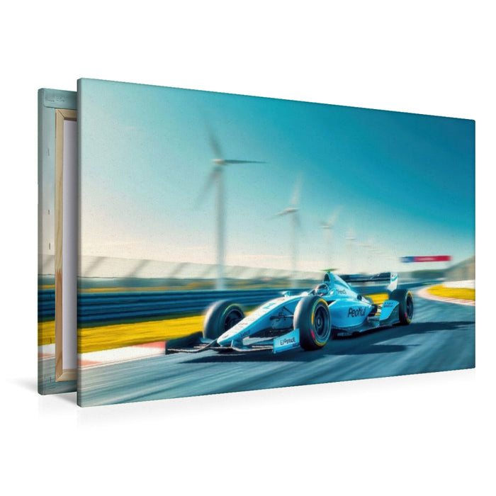 Premium Textil-Leinwand Rennen für morgen – elektrisch, urban, global.