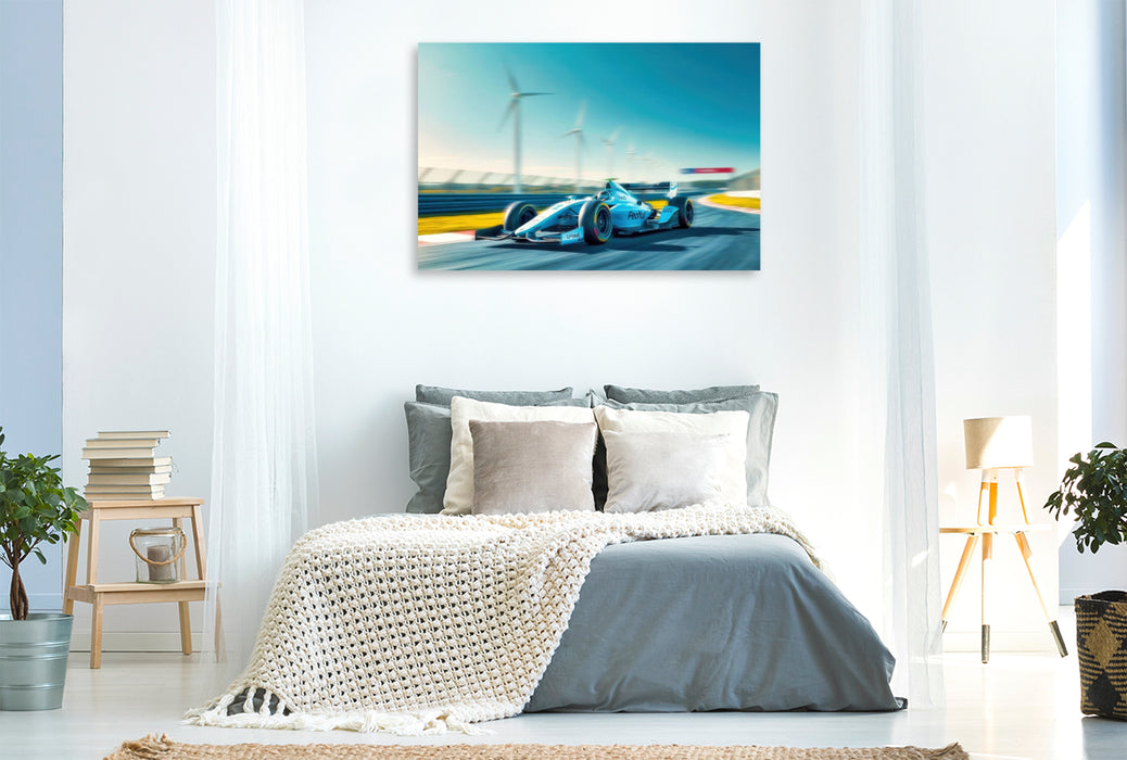 Premium Textil-Leinwand Rennen für morgen – elektrisch, urban, global.