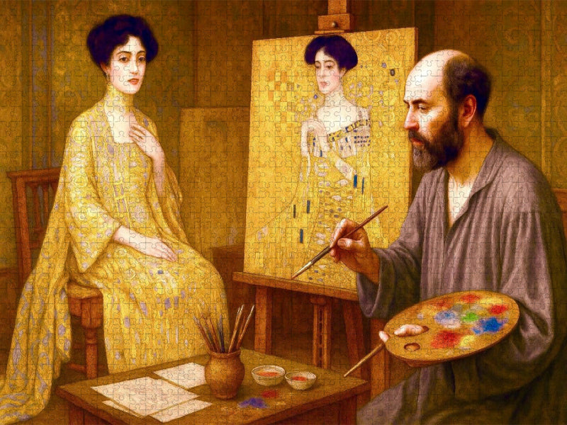 Gustav Klimt malt „Adele Bloch-Bauer I“ - CALVENDO Foto-Puzzle'