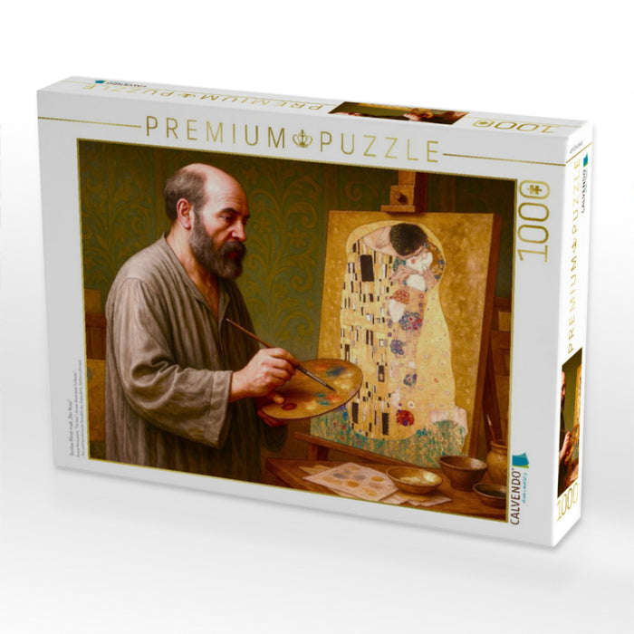 Gustav Klimt malt „Der Kuss“ - CALVENDO Foto-Puzzle'