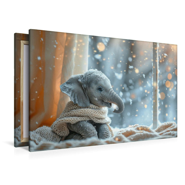 Premium Textil-Leinwand Elefantastisch eingekuschelt