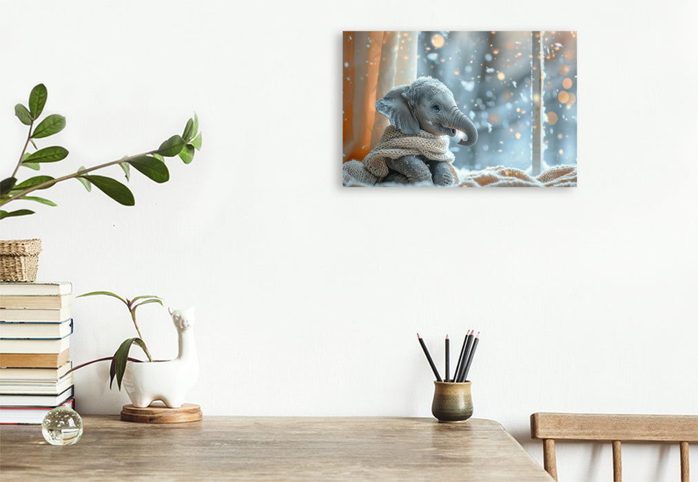Premium Textil-Leinwand Elefantastisch eingekuschelt