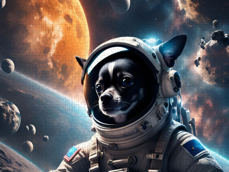Chihuahua Raumfahrer im All - CALVENDO Foto-Puzzle'