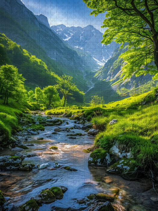 Zwischen Knospen und Grün, erwacht das Leben im Sonnenschein - CALVENDO Foto-Puzzle'