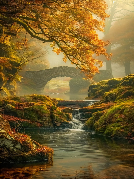 Das Knistern der Blätter, der Wind singt sein Lied, im Herbstwald, wo die Zeit stillstehen blieb - CALVENDO Foto-Puzzle'