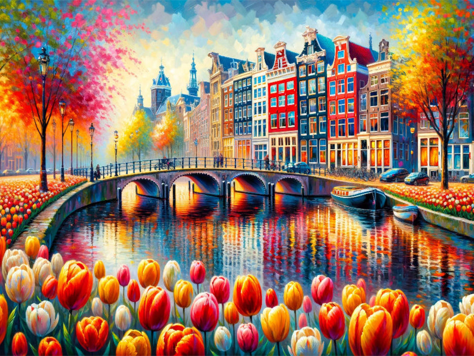 Amsterdams Frühlingserwachen: KI-Kunst in voller Blüte - CALVENDO Foto-Puzzle'