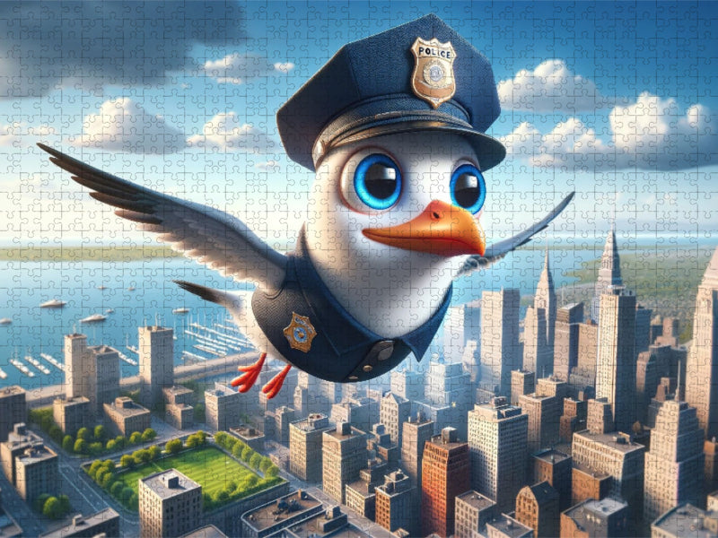 Über den Dächern der Gerechtigkeit: Die Möwenpolizei wacht über die Stadt - CALVENDO Foto-Puzzle'