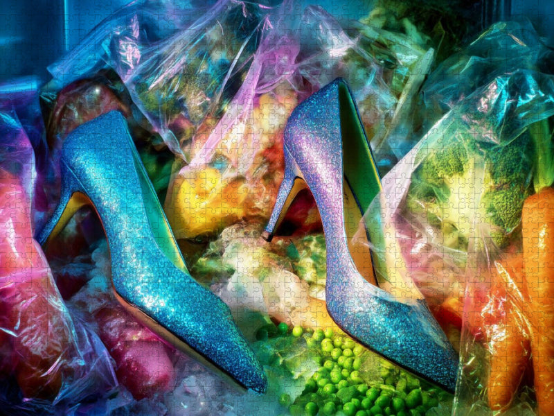Glitzernde High Heels in der Tiefkühltruhe - CALVENDO Foto-Puzzle'