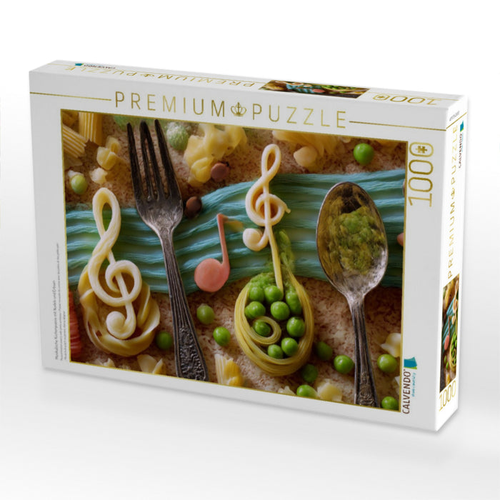 Musikalische Küchenpoesie mit Nudeln und Erbsen - CALVENDO Foto-Puzzle'