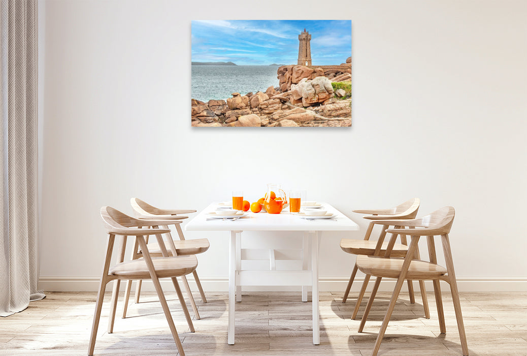 Premium Textil-Leinwand Phare de Ploumanac'h sur la côte granitique