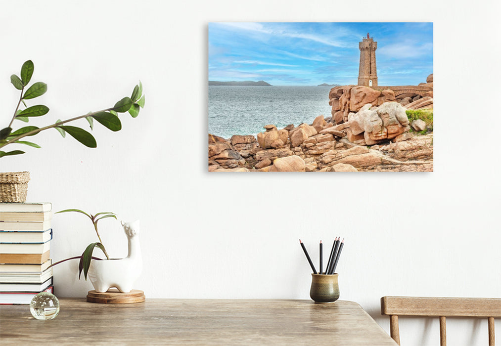 Premium Textil-Leinwand Phare de Ploumanac'h sur la côte granitique