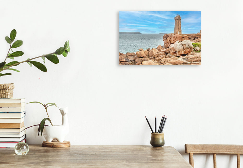 Premium Textil-Leinwand Phare de Ploumanac'h sur la côte granitique