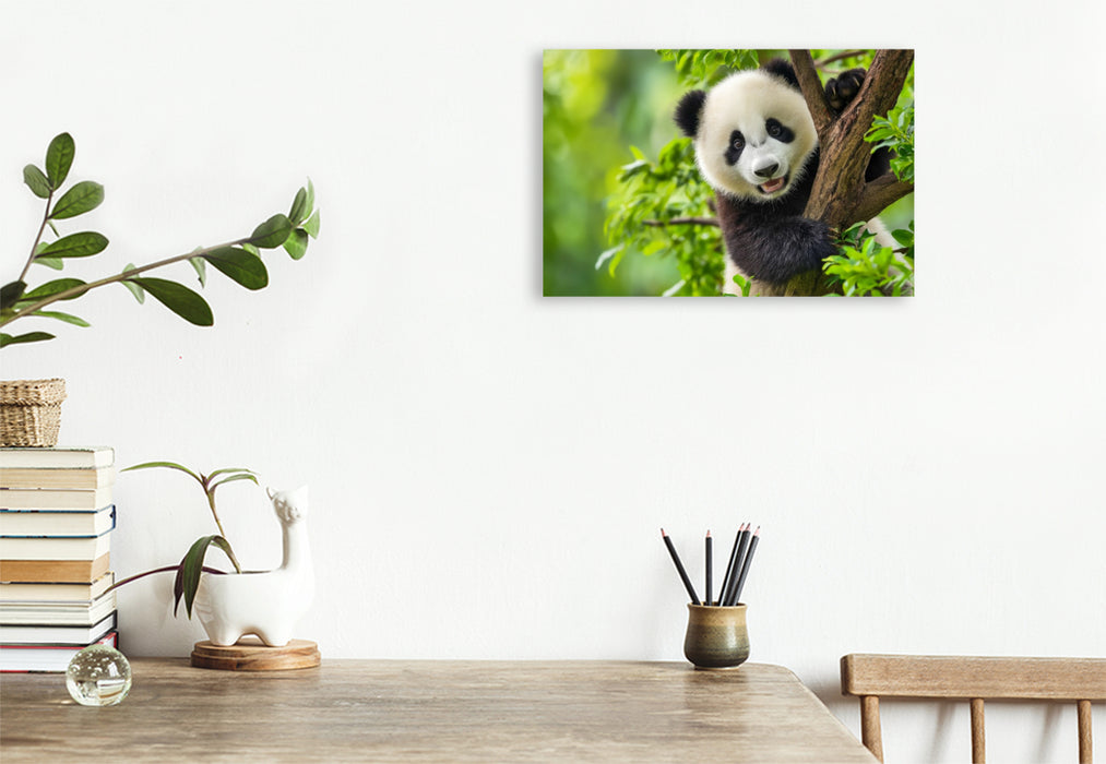 Premium Textil-Leinwand Ein Motiv aus dem Kalender Panda Magie