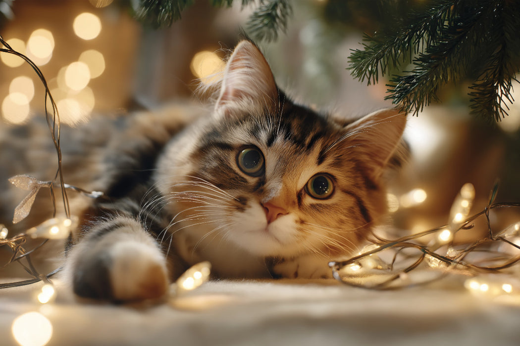 Premium Textil-Leinwand Weihnachten auf Samtpfoten