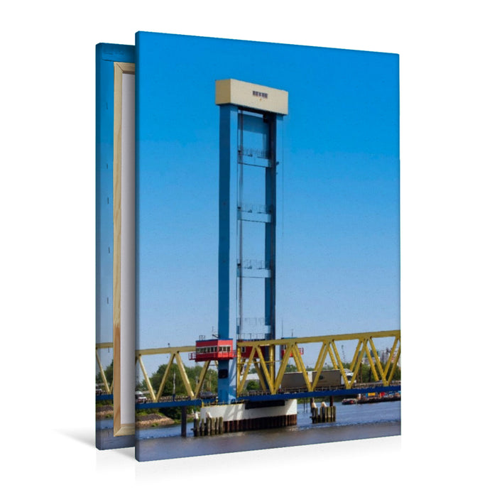 Premium Textil-Leinwand Kattwykbruecke über die Suederelbe,Hamburg, Deutschland