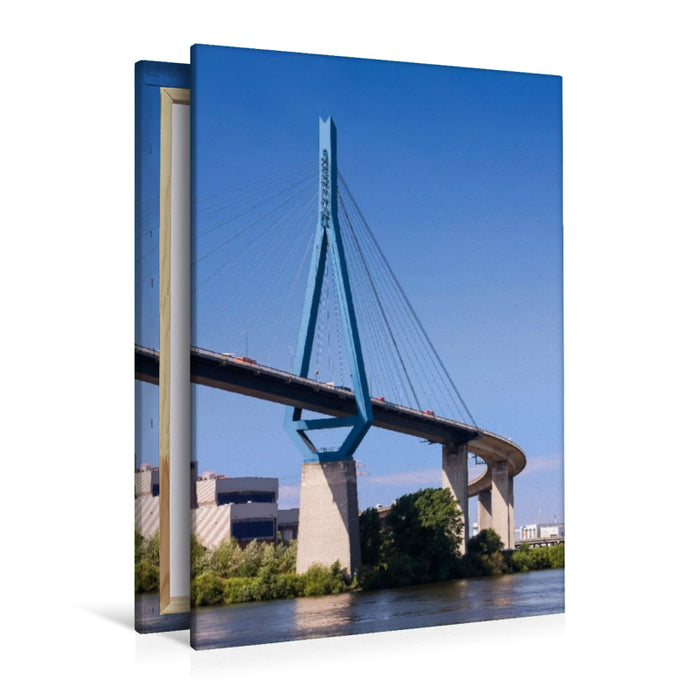 Premium Textil-Leinwand Koehlbrandbruecke ueber den Koehlbrand, Hamburg, Deutschland