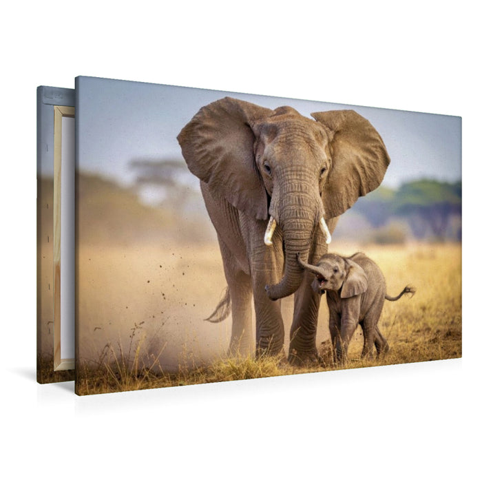 Premium Textil-Leinwand Ein Motiv aus dem Kalender Große und kleine Elefanten