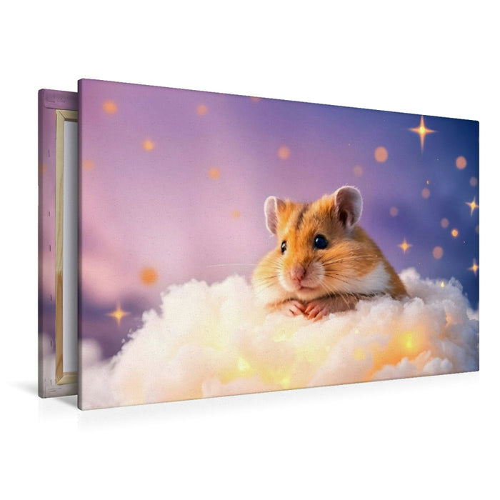 Premium Textil-Leinwand Hamsters Wolkenbett unter Sternen
