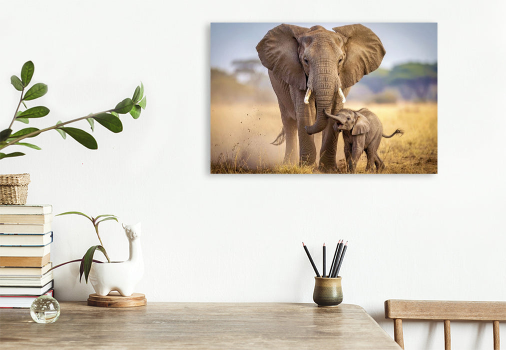Premium Textil-Leinwand Ein Motiv aus dem Kalender Große und kleine Elefanten