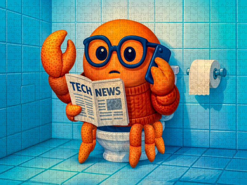 Agentenkrabbe liest Tech‑News und telefoniert heimlich - CALVENDO Foto-Puzzle'