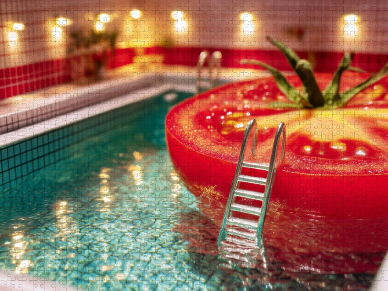 Tomate als Badeinsel - CALVENDO Foto-Puzzle'