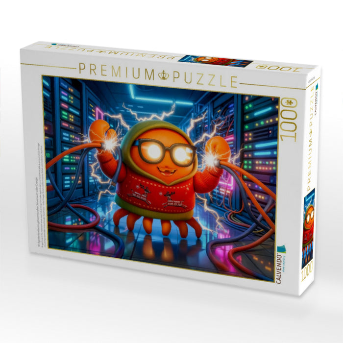 KI‑Agentenkrabbe im geheimnisvollen Serverraum voller Energie - CALVENDO Foto-Puzzle'