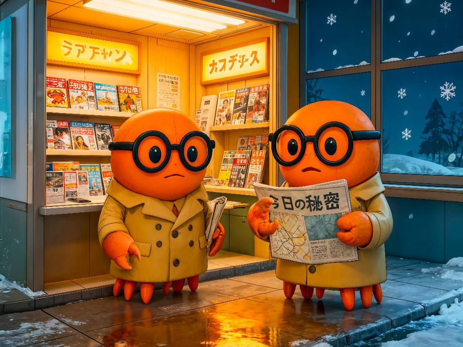 Agentenkrabbe in Japans quirligem Zeitungskiosk‑Abenteuer - CALVENDO Foto-Puzzle'