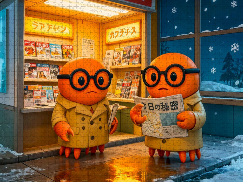 Agentenkrabbe in Japans quirligem Zeitungskiosk‑Abenteuer - CALVENDO Foto-Puzzle'