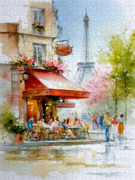 Ein belebtes und beliebtes Straßencafé - CALVENDO Foto-Puzzle'