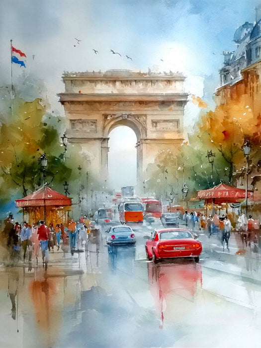 Die Champs-Élysées mit Blick auf den Arc de Triomphe - CALVENDO Foto-Puzzle'