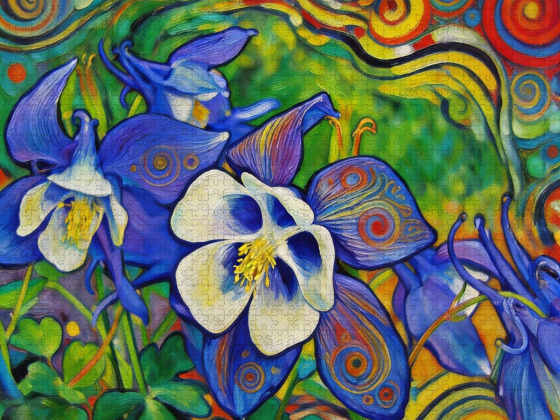 Akelei im modernen Jugenstil - CALVENDO Foto-Puzzle'
