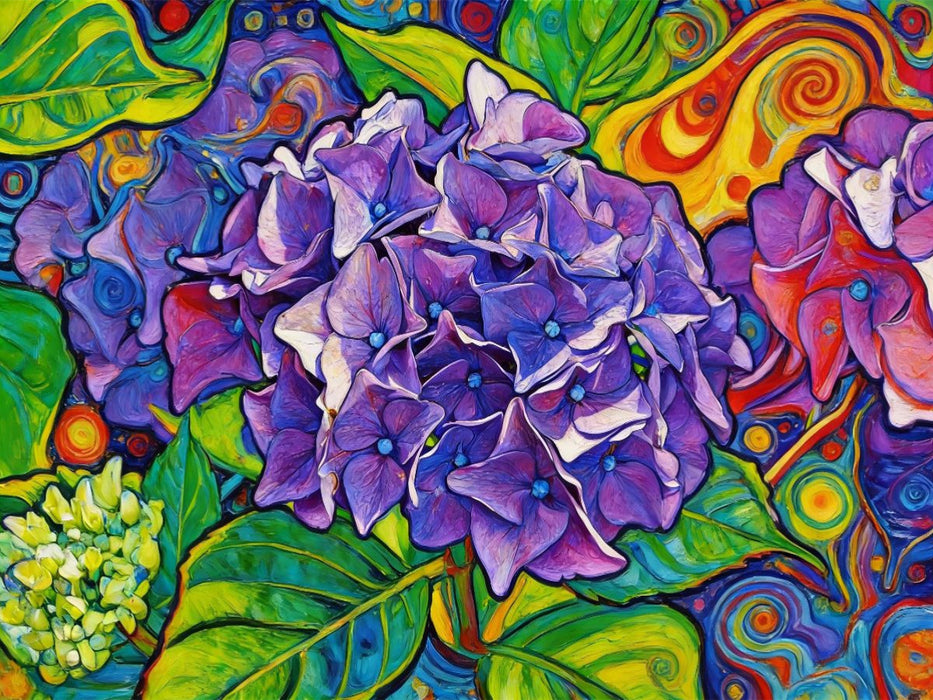 Hortensie im modernen Jugendstil - CALVENDO Foto-Puzzle'