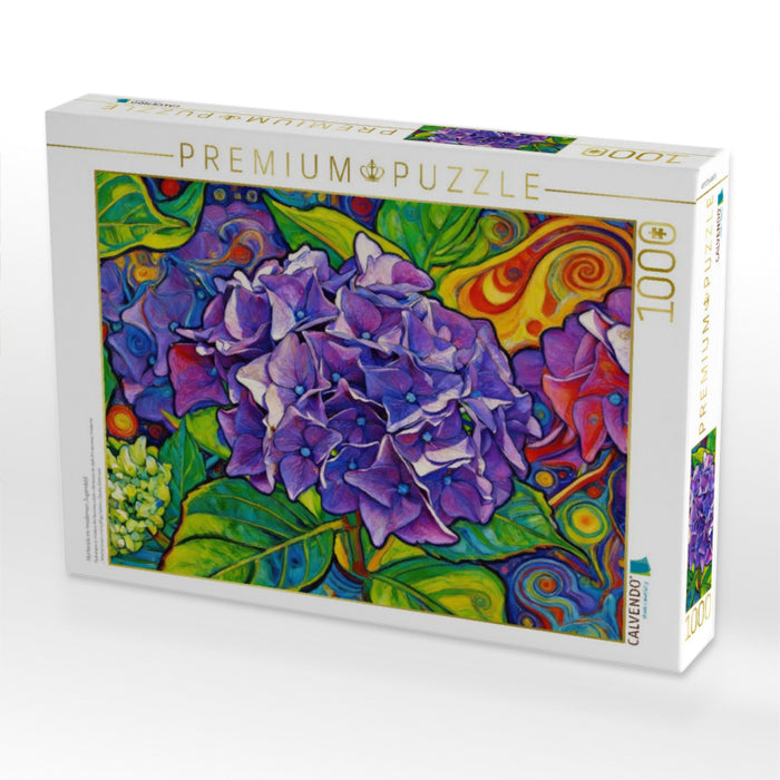 Hortensie im modernen Jugendstil - CALVENDO Foto-Puzzle'