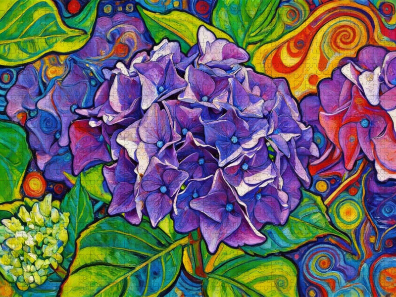 Hortensie im modernen Jugendstil - CALVENDO Foto-Puzzle'