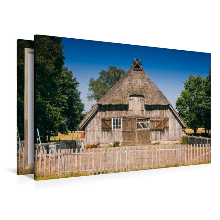 Premium Textil-Leinwand Schafstall bei Niederhaverbeck,Deutschland