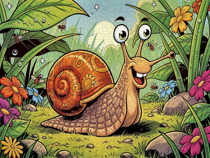 Achtung! Turbo‑Schnecke im Anmarsch… na ja… irgendwann. - CALVENDO Foto-Puzzle'